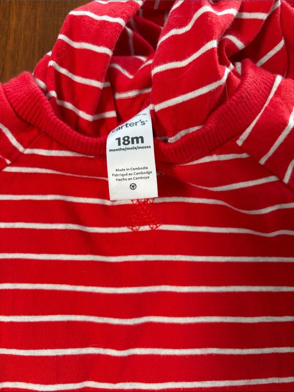 Carter's Red and White Striped Hooded Crab Pocket Romper
